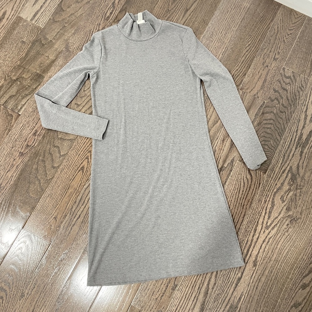 H&M basic grey mock neck sweater dress